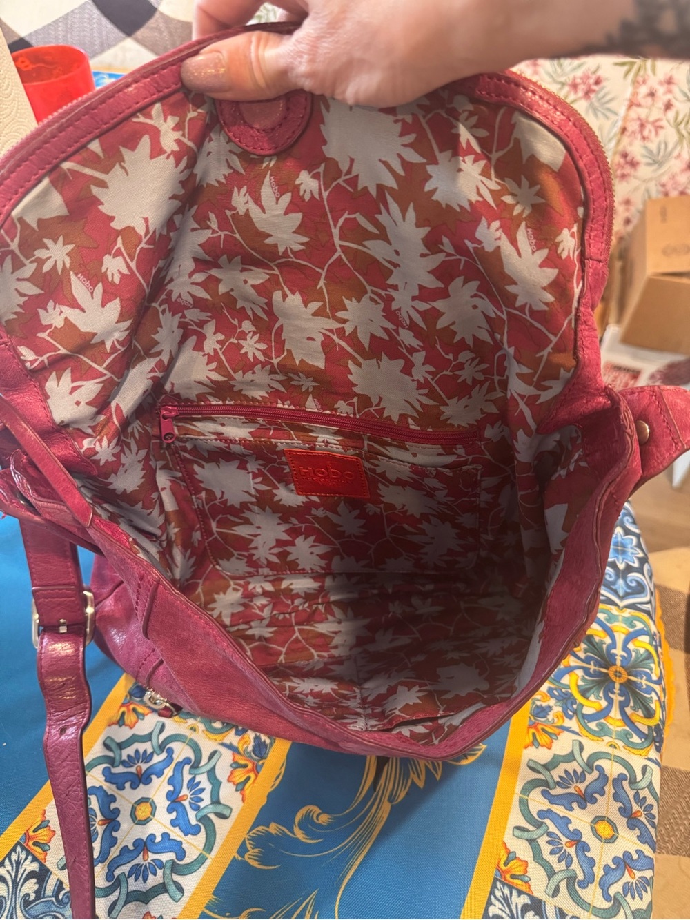 HOBO Raspberry Red Leather Shoulder Bag - Picture 6 of 7